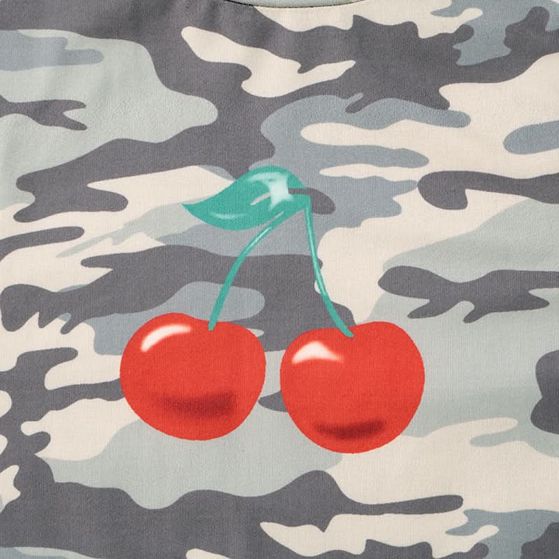 Sweet & Edgy Camo Cherry Print Fitted Tee | Trendy Fall Fashion Top for Women