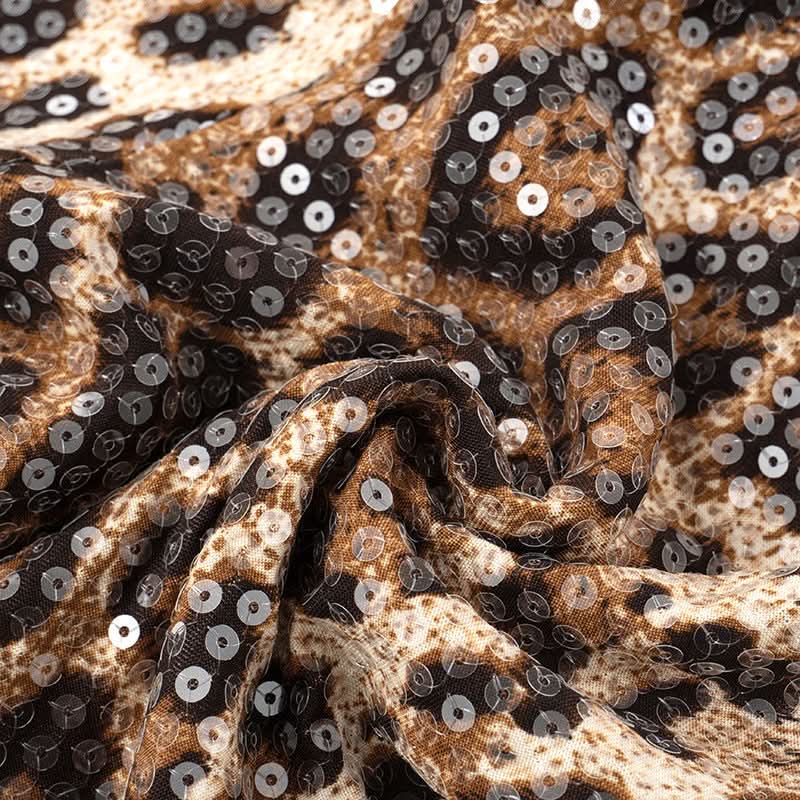 Fierce & Fabulous: Leopard Sequin Halter Crop Top & Capri Set – Your Ultimate Party & Halloween Glam Look