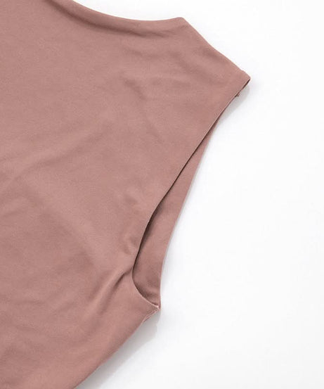 Sculpted Chic: Dusty Rose Effortless Sleeveless Top for Fall Layering