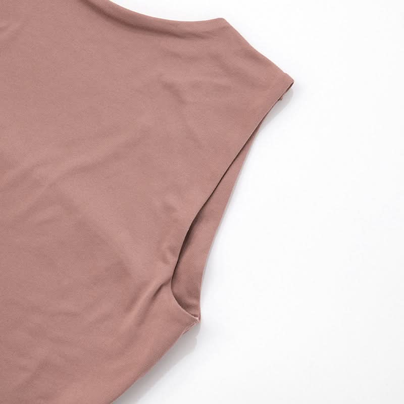Sculpted Chic: Dusty Rose Effortless Sleeveless Top for Fall Layering