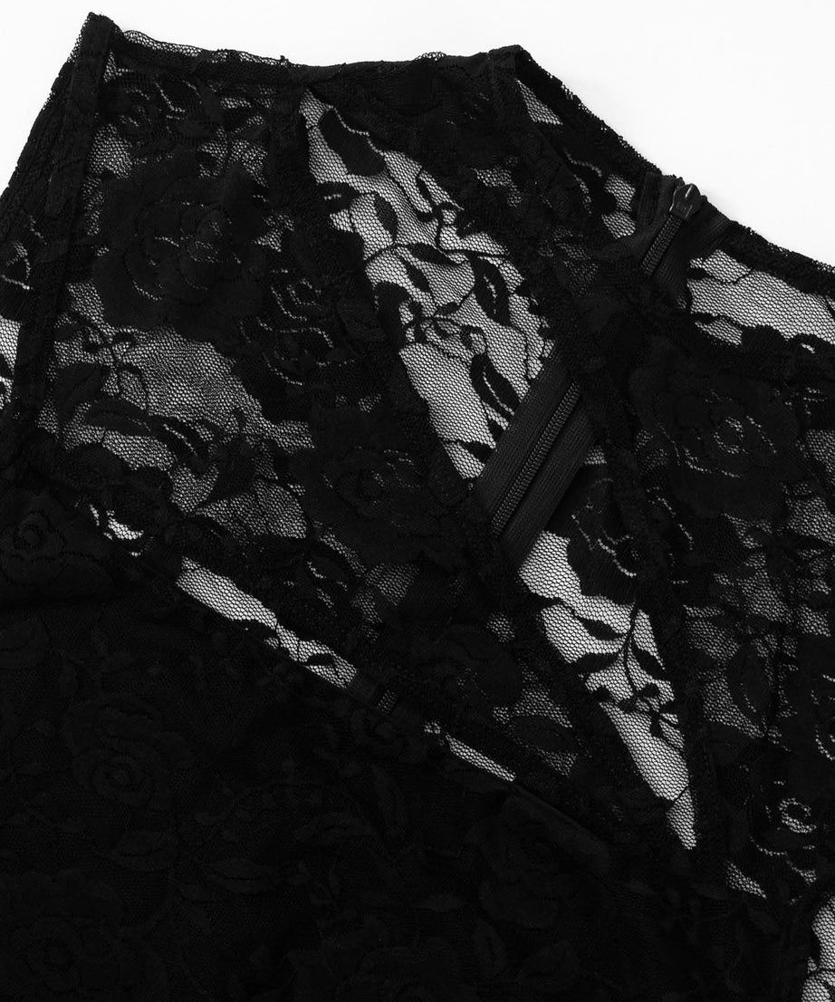 Bewitching Black Lace Cutout Romper - Daring Fall & Halloween Party Playsuit