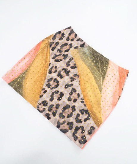 Glam Leopard & Colorblock Studded Mini Skirt - Fall Party Ready & Night Out Chic