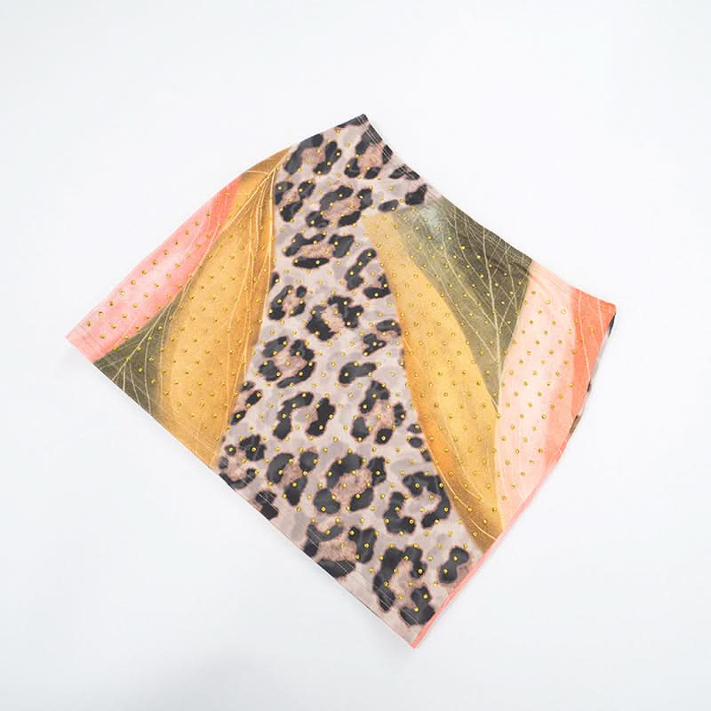 Glam Leopard & Colorblock Studded Mini Skirt - Fall Party Ready & Night Out Chic