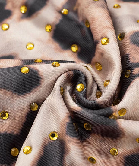 Glam Leopard & Colorblock Studded Mini Skirt - Fall Party Ready & Night Out Chic