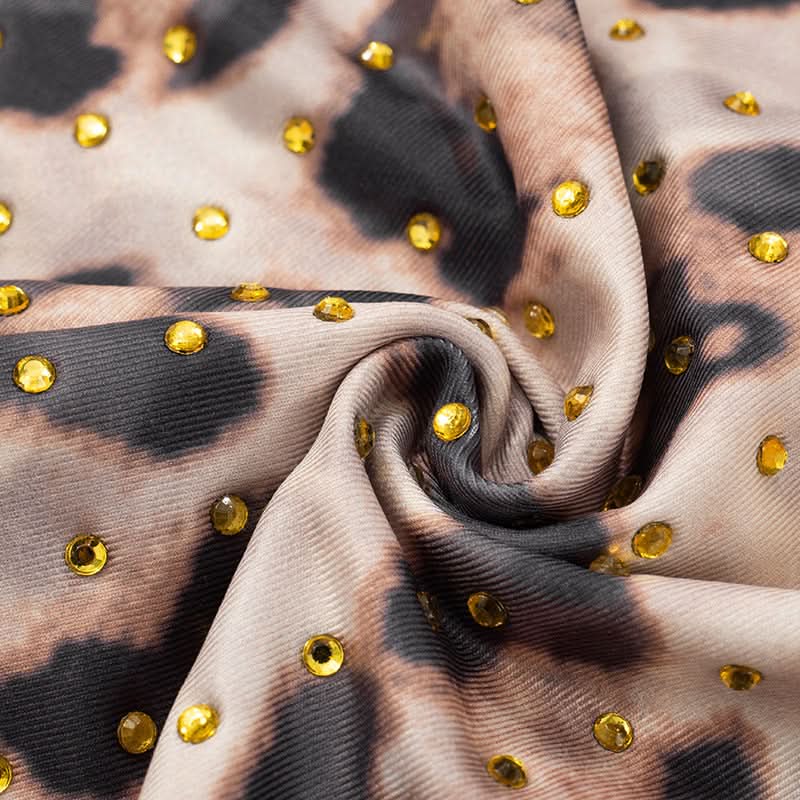 Glam Leopard & Colorblock Studded Mini Skirt - Fall Party Ready & Night Out Chic