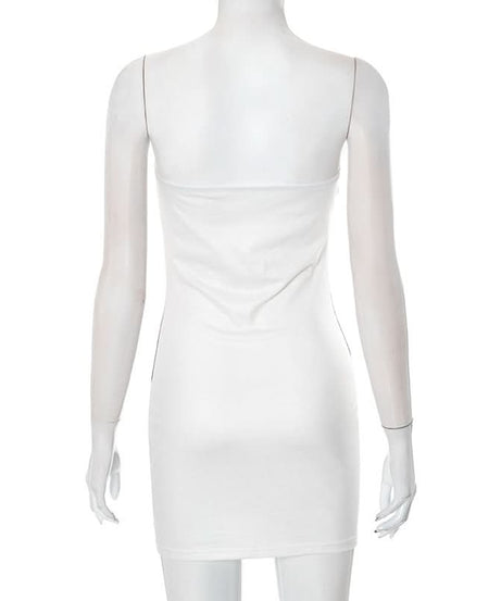 Mysterious Muse Portrait Tube Mini Dress - Edgy Fall Party & Halloween Chic