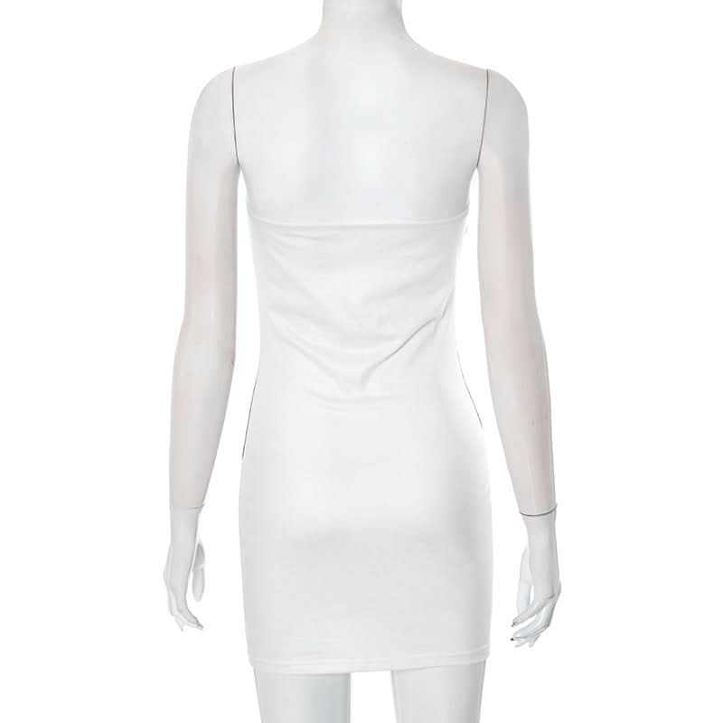 Mysterious Muse Portrait Tube Mini Dress - Edgy Fall Party & Halloween Chic