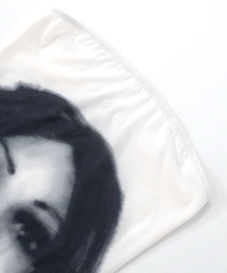 Mysterious Muse Portrait Tube Mini Dress - Edgy Fall Party & Halloween Chic