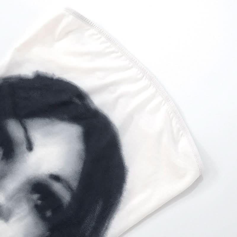 Mysterious Muse Portrait Tube Mini Dress - Edgy Fall Party & Halloween Chic