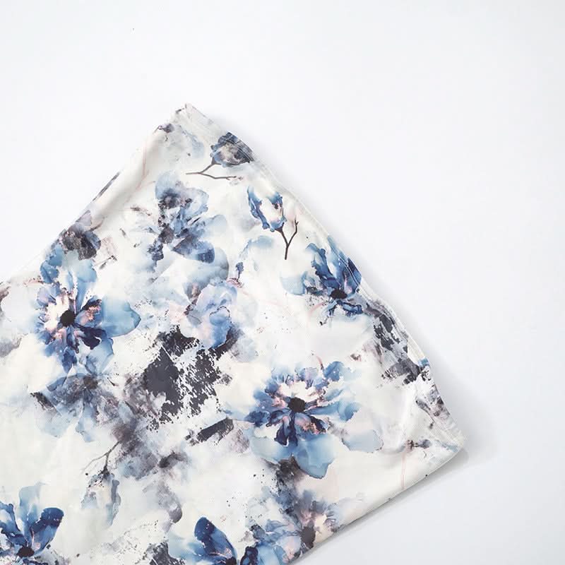 Stunning Blue Floral Strapless Maxi Dress - Elegant Mermaid Gown for Resort & Special Occasions