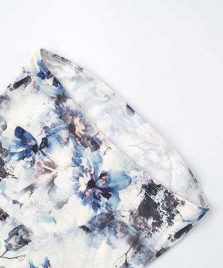 Stunning Blue Floral Strapless Maxi Dress - Elegant Mermaid Gown for Resort & Special Occasions