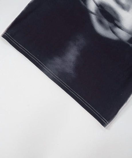 Mysterious Muse Portrait Tube Mini Dress - Edgy Fall Party & Halloween Chic