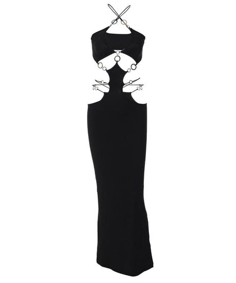 Obsidian Ring Cut-Out Maxi Dress - Fierce Fall/Winter Party & NYE Statement