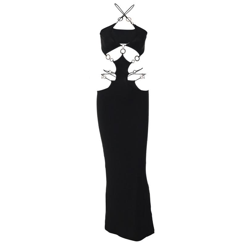 Obsidian Ring Cut-Out Maxi Dress - Fierce Fall/Winter Party & NYE Statement