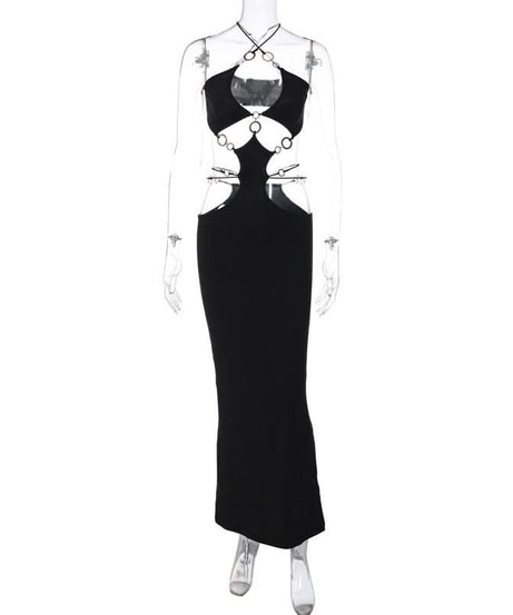 Obsidian Ring Cut-Out Maxi Dress - Fierce Fall/Winter Party & NYE Statement
