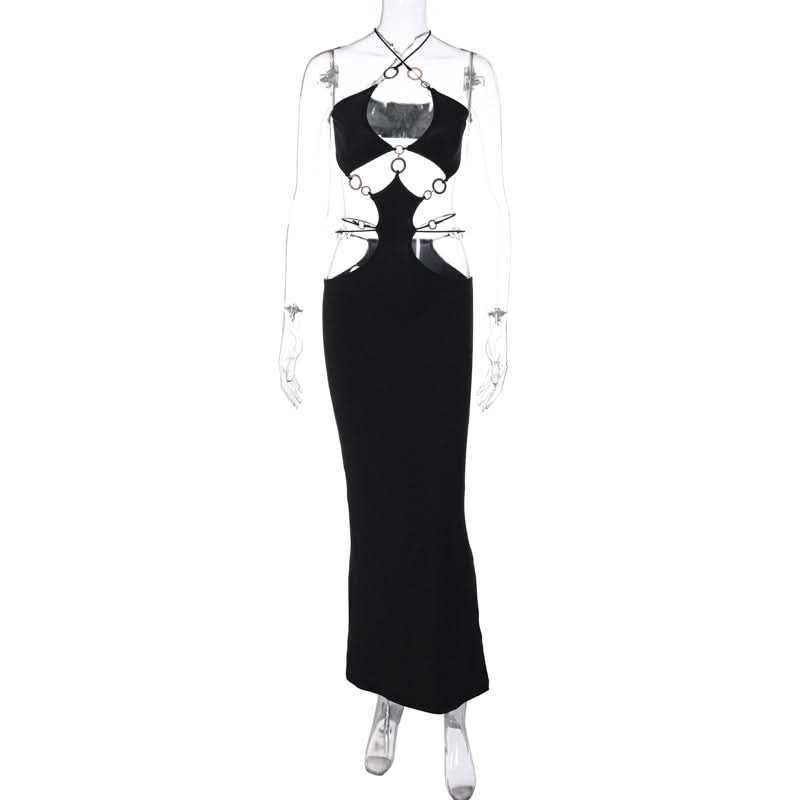 Obsidian Ring Cut-Out Maxi Dress - Fierce Fall/Winter Party & NYE Statement