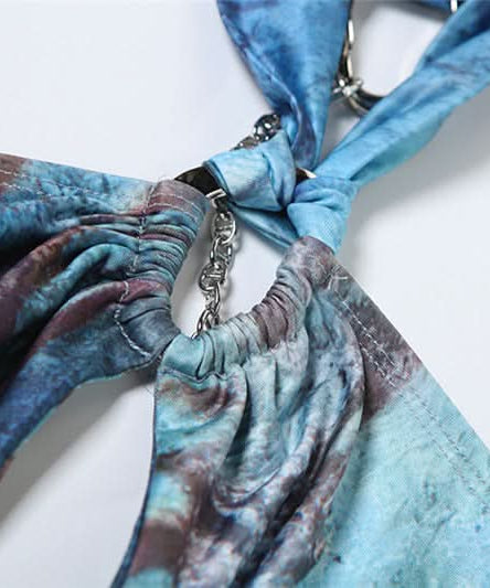 Stunning Abstract Print Halter Cut-Out Mini Dress - Perfect for Fall Nights Out