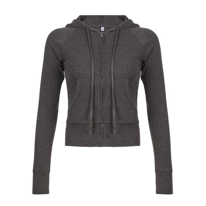 Cozy-Chic Ribbed Zip-Up Hoodie – Your Fall Y2K Style Essential