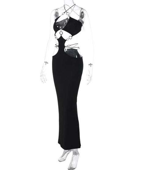 Obsidian Ring Cut-Out Maxi Dress - Fierce Fall/Winter Party & NYE Statement