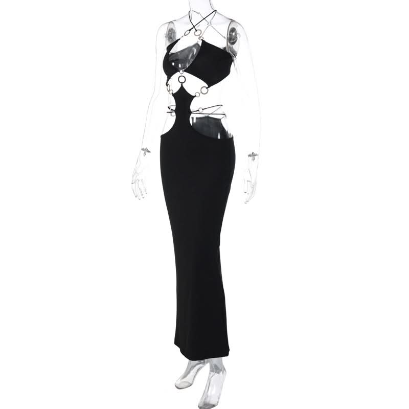 Obsidian Ring Cut-Out Maxi Dress - Fierce Fall/Winter Party & NYE Statement