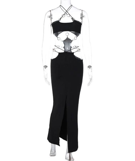 Obsidian Ring Cut-Out Maxi Dress - Fierce Fall/Winter Party & NYE Statement