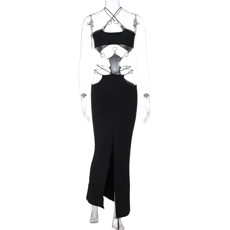 Obsidian Ring Cut-Out Maxi Dress - Fierce Fall/Winter Party & NYE Statement