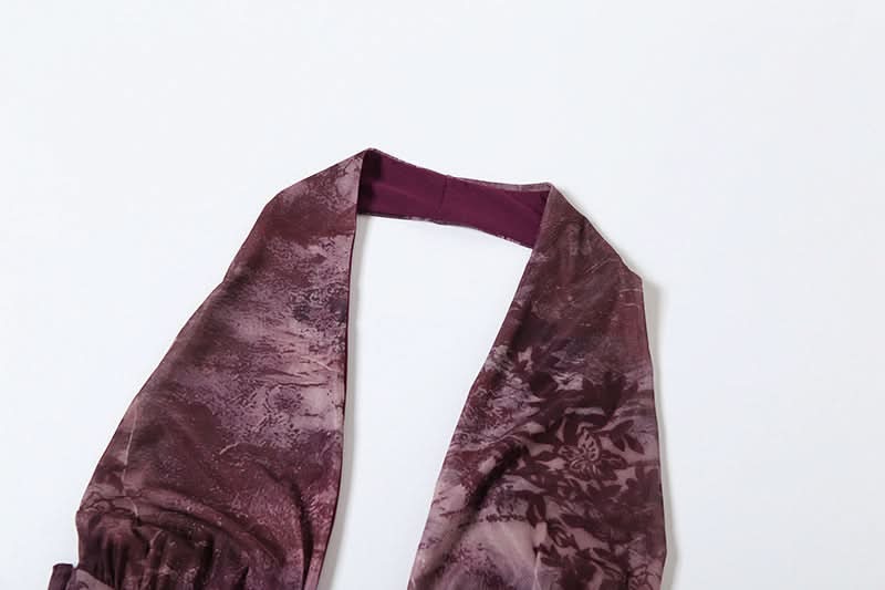 Vibrant Art Print Halter Mini Dress: O-Ring Cutouts & Draped Silhouette - Your Fall Party Statement