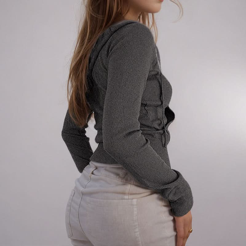 Cozy-Chic Ribbed Zip-Up Hoodie – Your Fall Y2K Style Essential