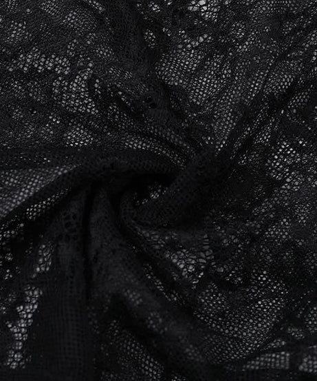 Bewitching Black Lace Bodysuit | Dramatic Bell Sleeves & Choker Neck for Fall & Halloween