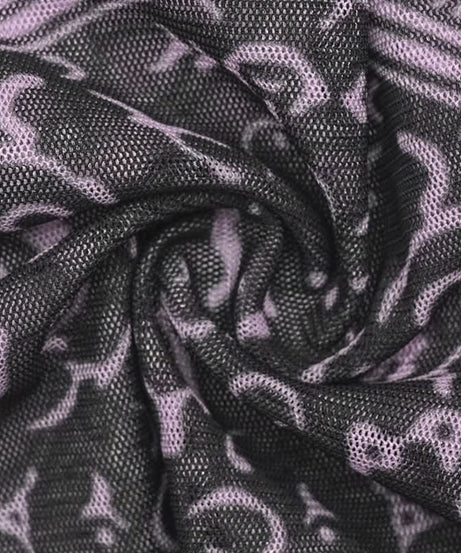 Mystical Heart Sheer Mesh Top - Trendy Lavender Long Sleeve for Fall & Halloween