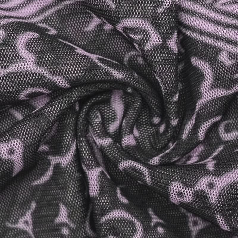 Mystical Heart Sheer Mesh Top - Trendy Lavender Long Sleeve for Fall & Halloween