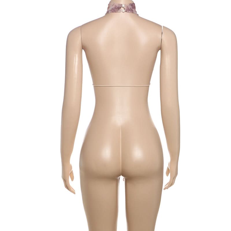 Wild Instincts Halter Top: Pink Leopard Print Mesh Plunge with Self-Tie | Fall & Party Ready