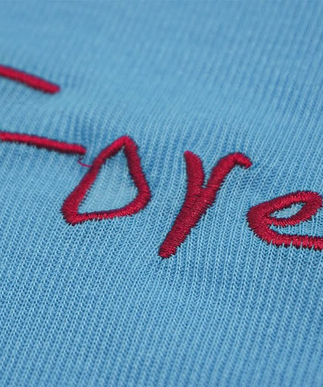 Stay Forever 18: Y2K Blue Ribbed Long Sleeve Crop Top | Trendy Lettuce Hem Fall Tee for Women