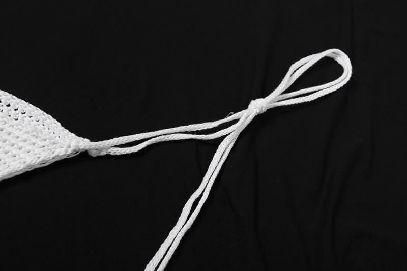 Crochet-Inspired White Halter Bikini Set | Chic Two-Piece Swimwear for Resort & Tropical Vacations