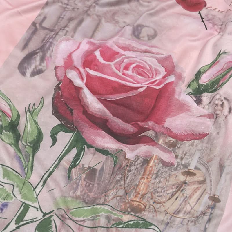 Romantic Rose & Butterfly One-Shoulder Maxi Dress | Chic Fall Event Attire