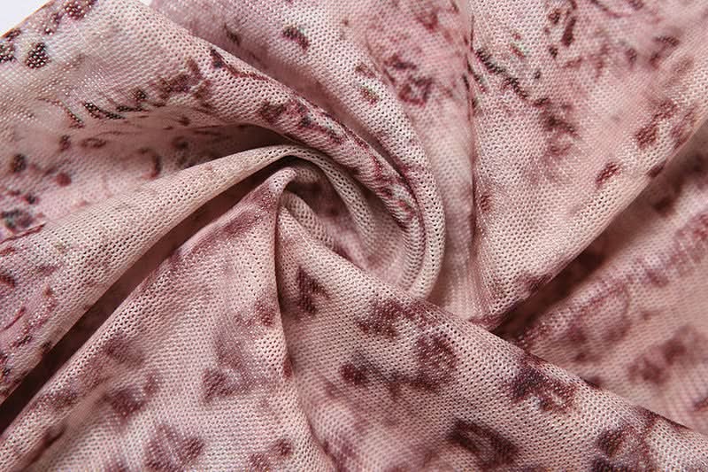 Wild Instincts Halter Top: Pink Leopard Print Mesh Plunge with Self-Tie | Fall & Party Ready