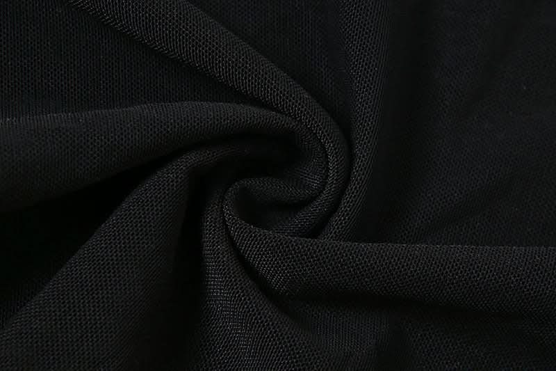 Gothic Glam Mesh Tie-Up Crop Top – Edgy Black Sheer Cami for Fall Nights & Halloween Parties