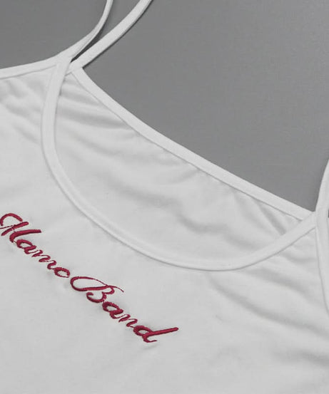 Effortless Chic: Y2K Cutout Long Sleeve Crop Top with Lace Trim & 'Mame Band' Embroidery – Trendy Fall Fashion for Women