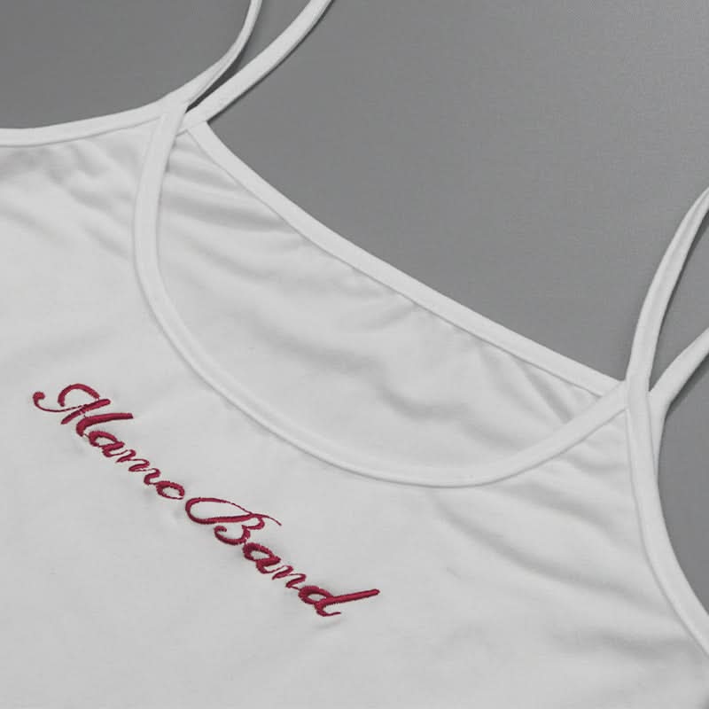 Effortless Chic: Y2K Cutout Long Sleeve Crop Top with Lace Trim & 'Mame Band' Embroidery – Trendy Fall Fashion for Women