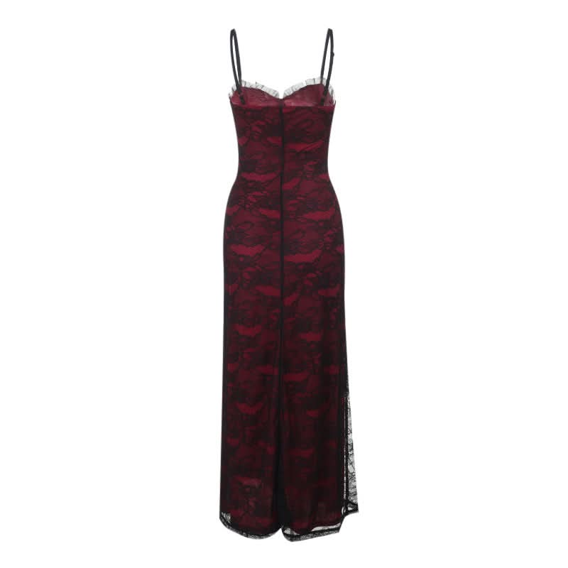 Enchanting Gothic Vampire Lace-Up Maxi Dress - Fall Halloween Party & Dark Romance