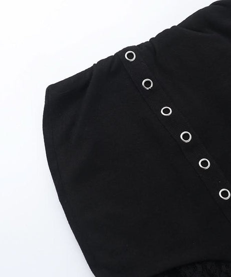 Haute Goth Lace & Eyelet Asymmetrical Skirt - Your Spooky Season & Fall Style Statement