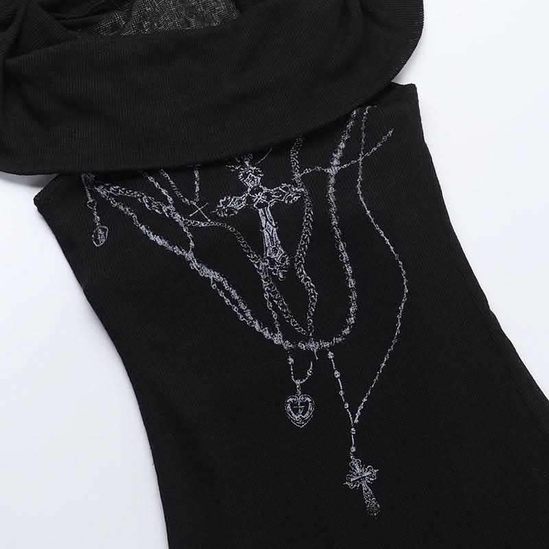 Dark Enchantress Drape Hooded Slit Maxi Dress & Arm Warmers - Perfect for Halloween & Fall Goth Fashion