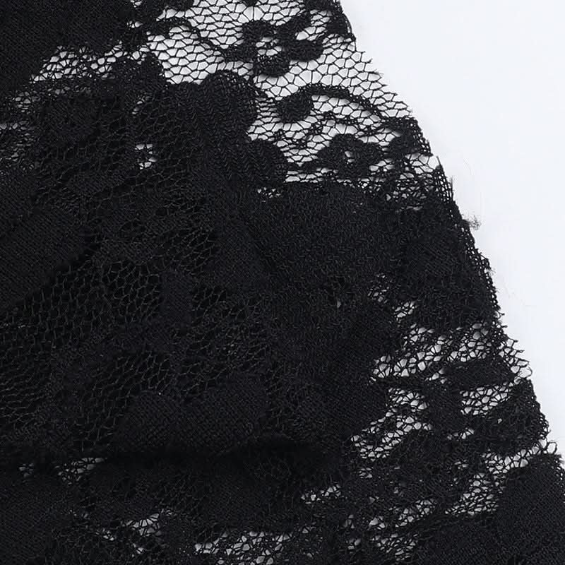 Haute Goth Lace & Eyelet Asymmetrical Skirt - Your Spooky Season & Fall Style Statement