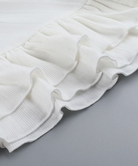 Dreamy White Knotted Tube Top & Ruffle Shorts Set - Your Ultimate Resort & Vacation Essential