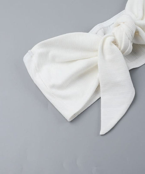 Dreamy White Knotted Tube Top & Ruffle Shorts Set - Your Ultimate Resort & Vacation Essential