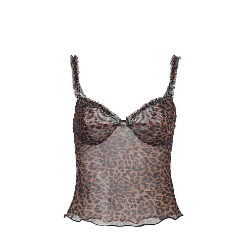 Fierce & Flirty: Leopard Print Sheer Ruffle Cami Top – Fall's Hottest Going-Out Style