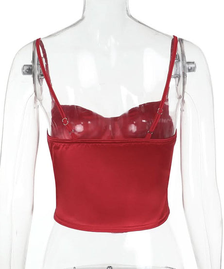 Luxe Ruby Red Satin Corset Top | Your Go-To for Fall & Holiday Glam