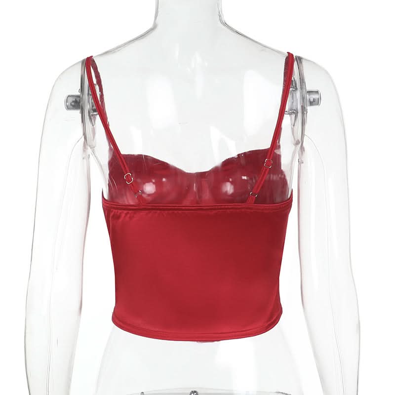Luxe Ruby Red Satin Corset Top | Your Go-To for Fall & Holiday Glam