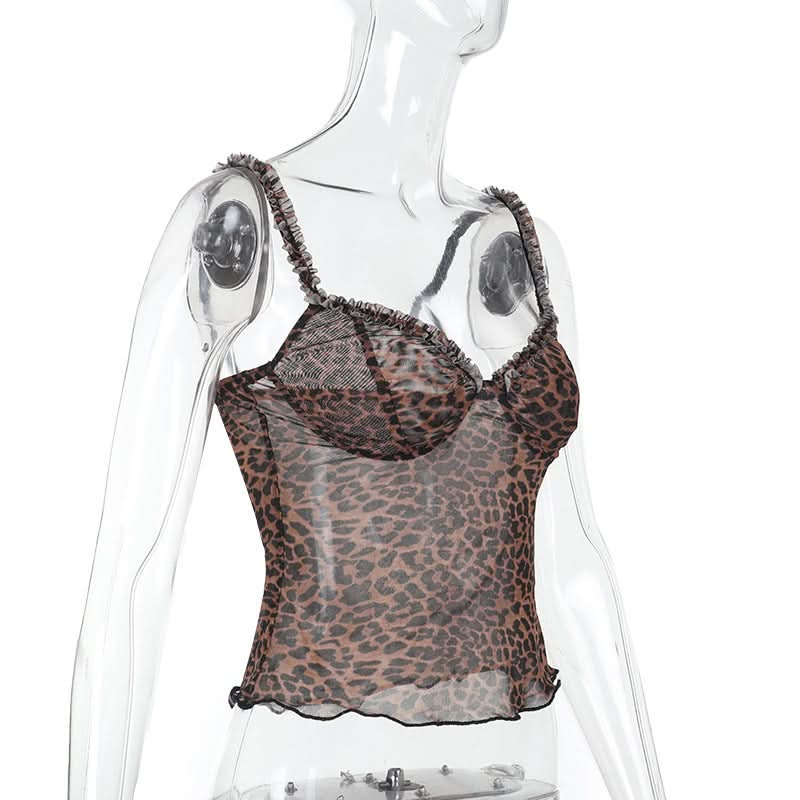 Fierce & Flirty: Leopard Print Sheer Ruffle Cami Top – Fall's Hottest Going-Out Style