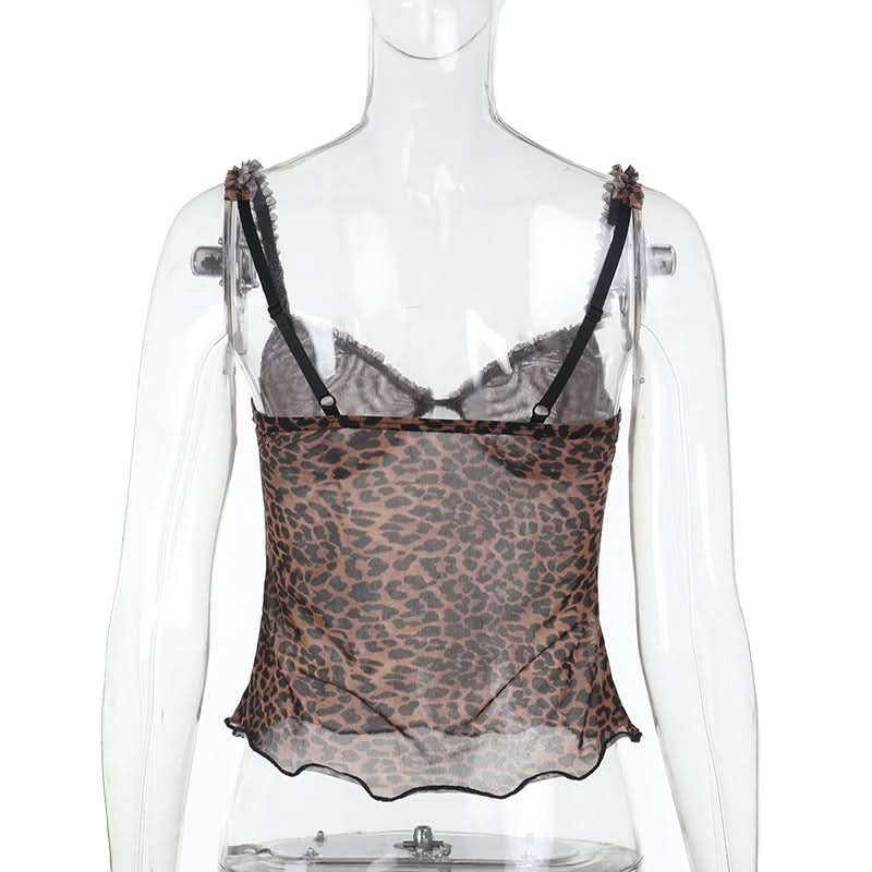 Fierce & Flirty: Leopard Print Sheer Ruffle Cami Top – Fall's Hottest Going-Out Style